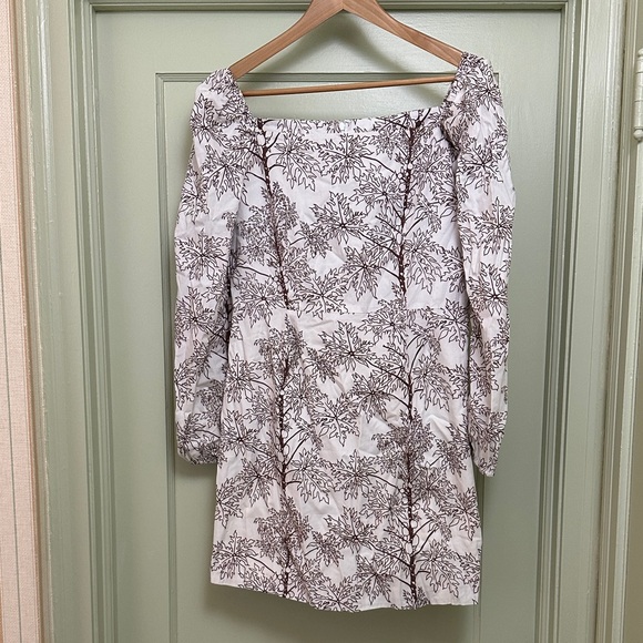Coco Shop - PawPaw Tree Elegant White and Brown Floral Dress - Picture 1 of 6